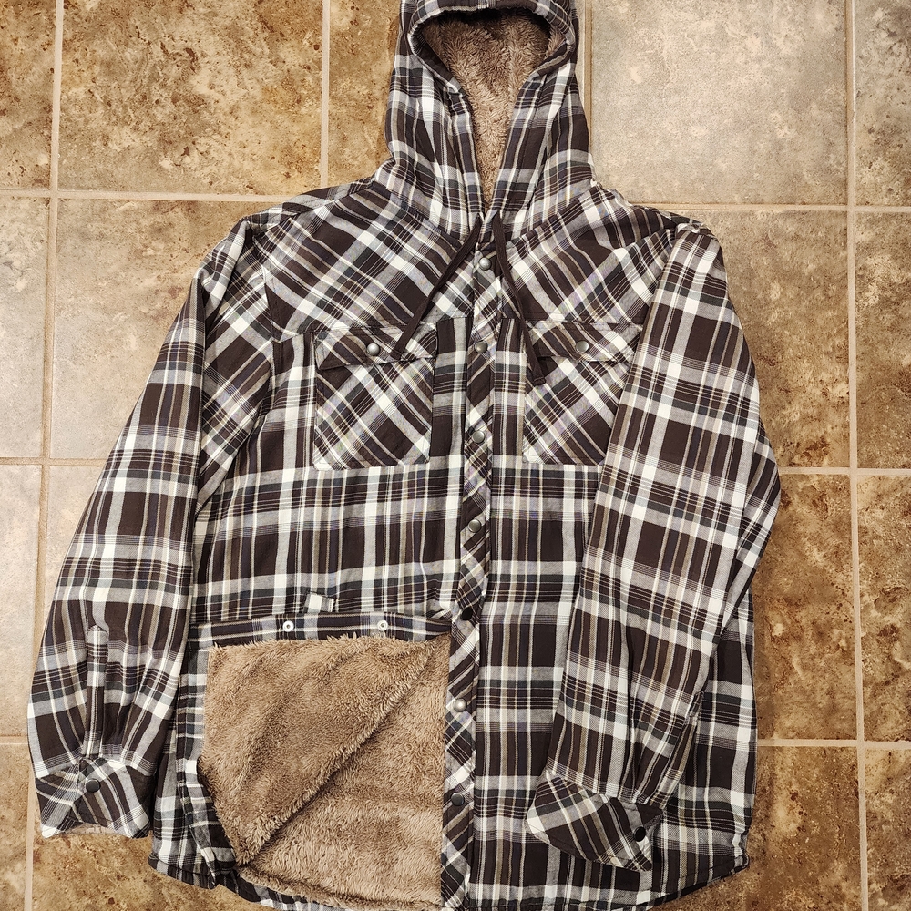 Sonoma Shades of Brown & White Plaid Sherpa-Lined Jacket